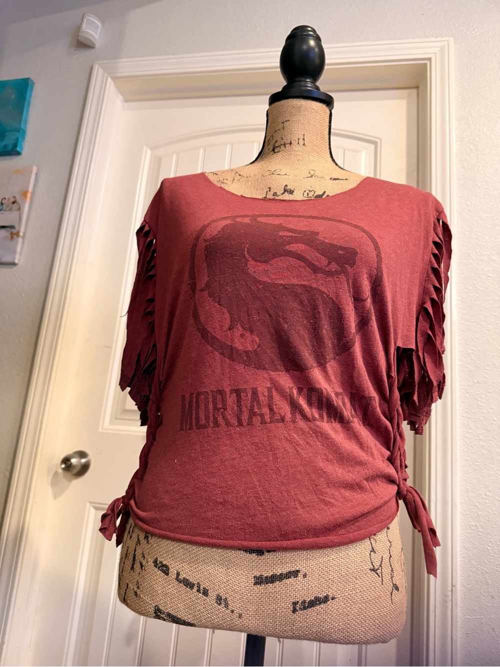 Mortal Kombat Upcycled Fringe Tee – Size Medium